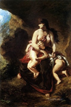 Desnudo Painting - Medea a punto de matar a sus hijos Romántico Eugene Delacroix desnudo